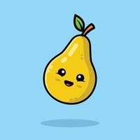 Cute pear cartoon icon illustration vector