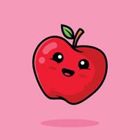 Cute apple cartoon icon illustration vector