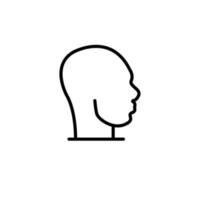 Head icon, isolated. Flat design. vector
