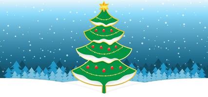 Christmas tree with snow. Vector background