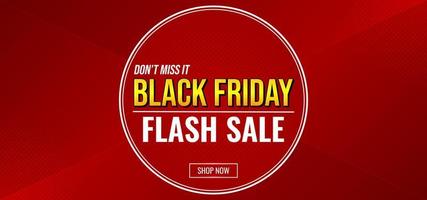 PBlack Friday Flash Sale banner background. Shiny golden and white text on circle frame. Gradient red background. Good for banner, poster, header website. vector illustration