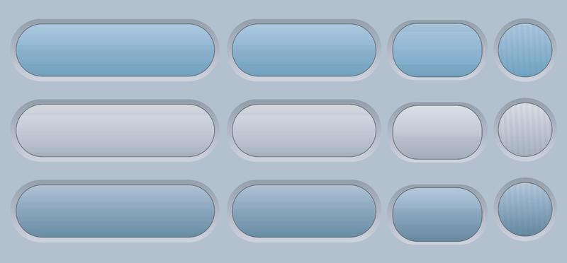 Buttons white and grey isolated, interesting navigation panel for website.