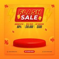 Flash sale social media post template vector