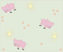 seamless children's pattern with pigs and the sun vector