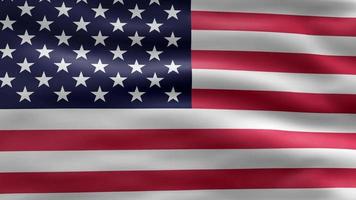 hermosa vista del video de la bandera de los estados unidos de américa. Video ondeando bandera 3d. estados unidos de américa bandera hd resolución 4k altamente detallado loopable