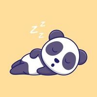 Ilustración de icono de vector de dibujos animados lindo panda durmiendo. concepto plano de mascota de personaje animal.