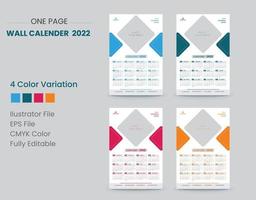 One page Wall Calender 2022 vector