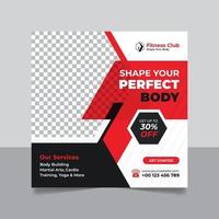 Fitness gym promotion social media post web banner square flyer template design vector