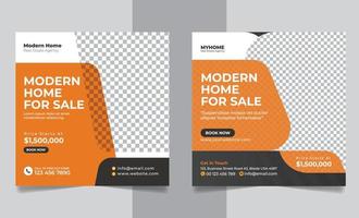 Real estate house property sale social media post web banner square flyer template vector