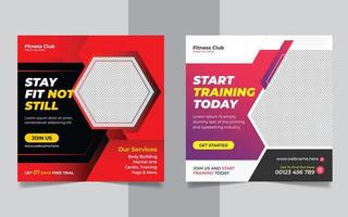 Fitness gym promotion social media post web banner square flyer template design vector