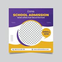 School admission social media post template, back to school web banner design set vector