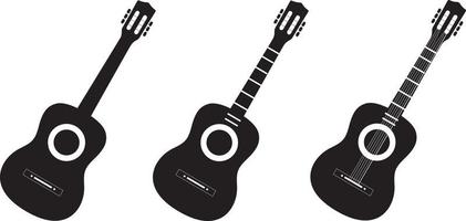 Guitar icon set. Acoustic guitar silhouette. Vector