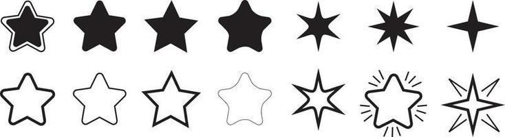 colección de iconos de estrellas. Conjunto de diferentes estrellas. vector
