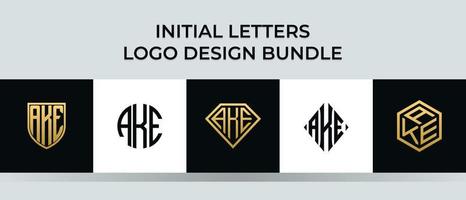 Initial letters AKE logo designs Bundle vector