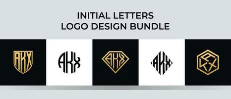 Initial letters AKX logo designs Bundle vector