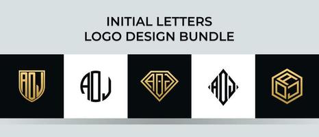 Initial letters AOJ logo designs Bundle vector