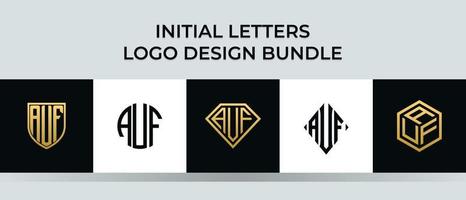 Initial letters AUF logo designs Bundle vector