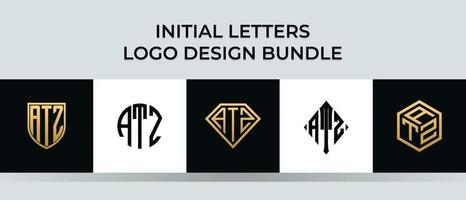 Initial letters ATZ logo designs Bundle vector