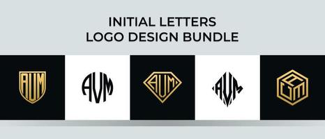 paquete de diseños de logotipo avm de letras iniciales vector