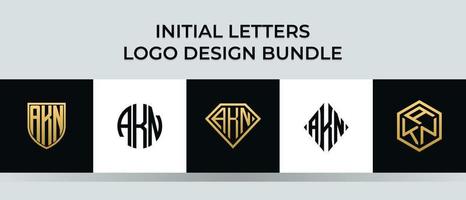 Initial letters AKN logo designs Bundle vector