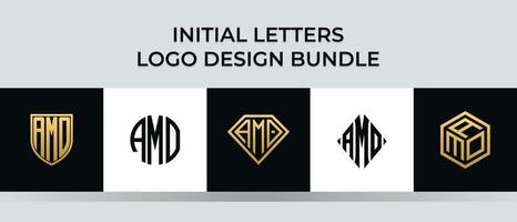 Initial letters AMO logo designs Bundle vector