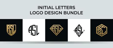 Initial letters ASL logo designs Bundle vector