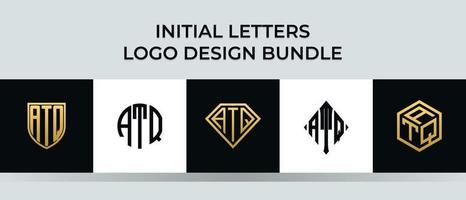 Initial letters ATQ logo designs Bundle vector