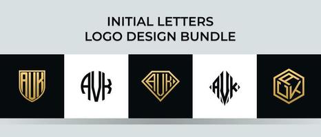 Initial letters AVK logo designs Bundle vector