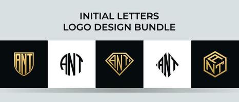 Initial letters ANT logo designs Bundle vector