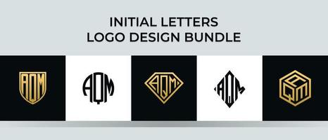 Initial letters AQM logo designs Bundle vector