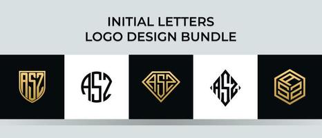 Initial letters ASZ logo designs Bundle vector