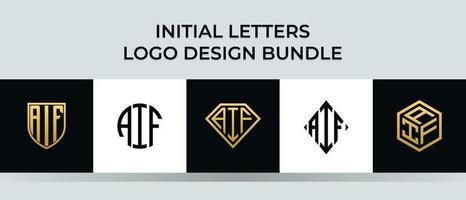 Initial letters AIF logo designs Bundle vector