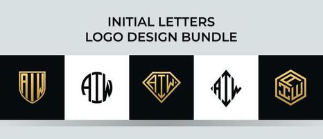 Initial letters AIW logo designs Bundle vector