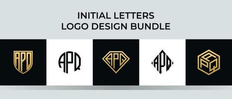 Initial letters APQ logo designs Bundle vector