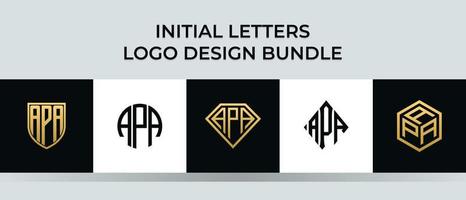 Initial letters APA logo designs Bundle vector