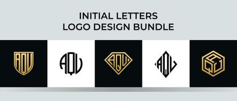 Initial letters AQV logo designs Bundle vector