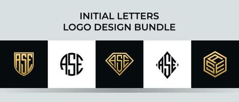 Initial letters ASE logo designs Bundle vector