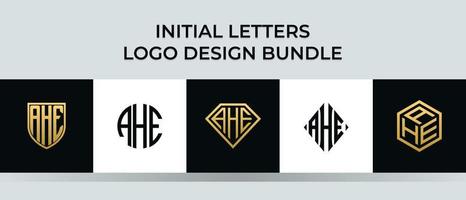 Initial letters AHE logo designs Bundle vector