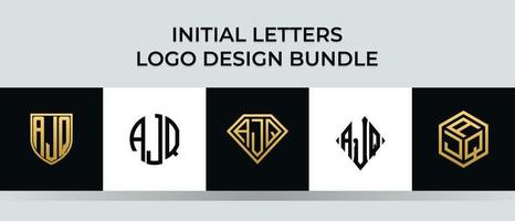 Initial letters AJQ logo designs Bundle vector