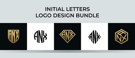 Initial letters ANX logo designs Bundle vector