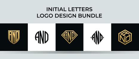 Initial letters ANO logo designs Bundle vector