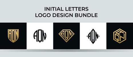 Initial letters AQN logo designs Bundle vector