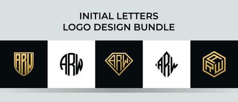 Initial letters ARW logo designs Bundle vector