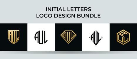 Initial letters AUL logo designs Bundle vector