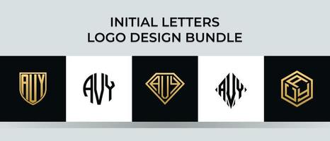 Initial letters AVY logo designs Bundle vector