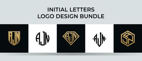 Initial letters AJN logo designs Bundle vector