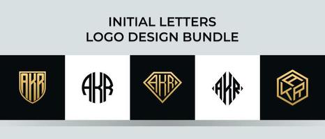 Initial letters AKR logo designs Bundle vector