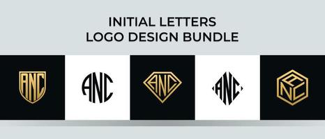 paquete de diseños de logotipo de letras iniciales anc vector