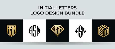 paquete de diseños de logotipos de letras iniciales asm vector
