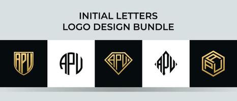 Initial letters APU logo designs Bundle vector